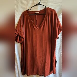 Zenana Outfitters Brown V-Neck Tee